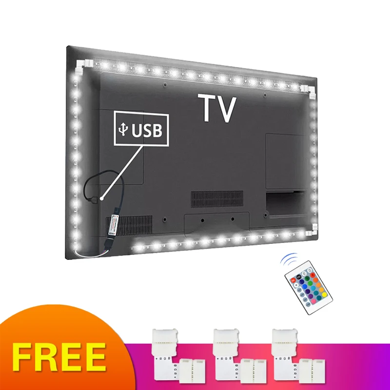 5050 RGB LED Strip light USB LED Tape TV Backlights 10mm width tira led decoration home