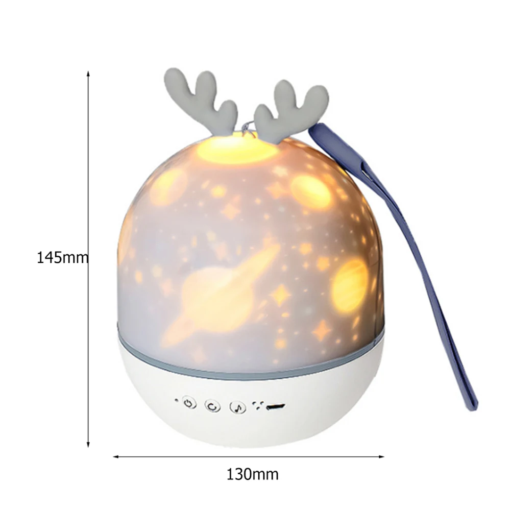 

Remote Control Starry Sky Rotate Music Projection Lamp Ear Cute Deer Animal USB Rechargeable Colorful Night Light Home Decor