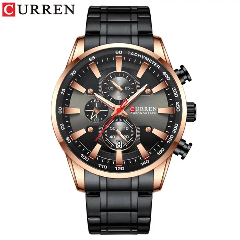 

2021 new curren top brand men's luxury business quartz wristwatch three eye six pin multifunctional waterproof calendar watch