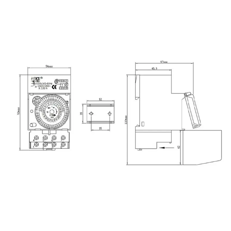 

SUL181H Mechanical Timer Switch 220V 16A Din Rail Mount 24H 8 Settings Manual/Auto Controller Time Relay