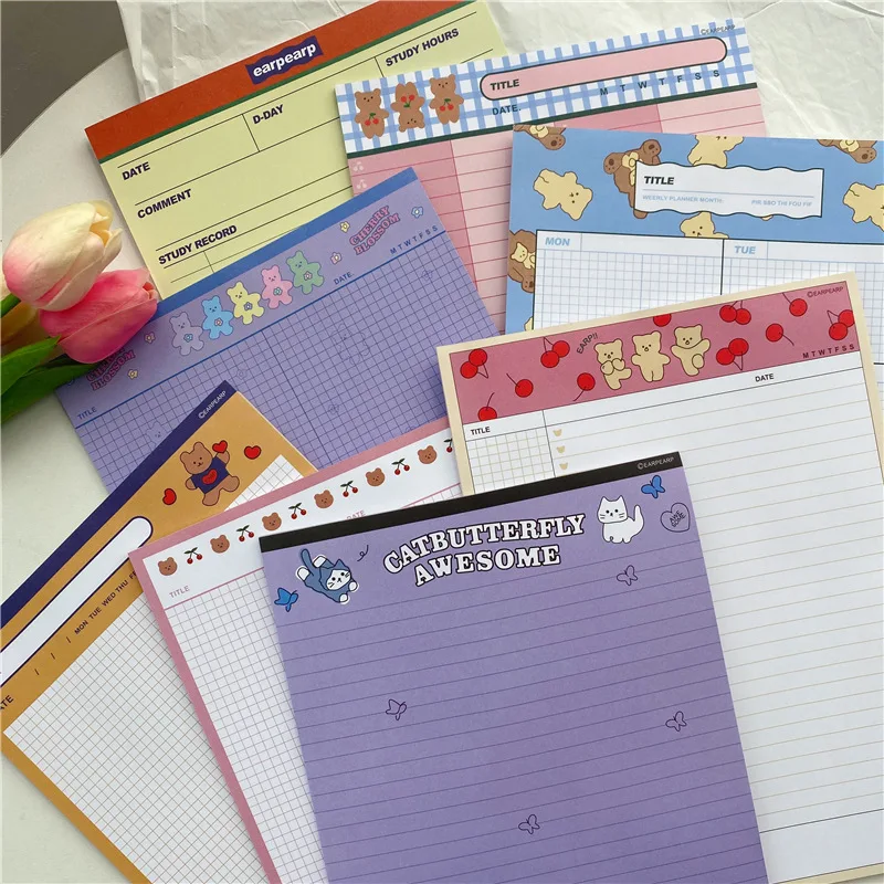 Ins корейский мультяшный медведь B5 блокнот для студентов обучающий план список