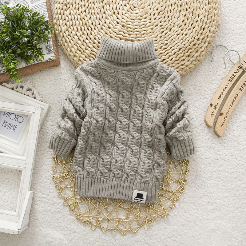 

Kids Boy Girl Solid Sweater Tricots Turtleneck Pullover Baby Winter Tops Solid Color Sweaters Autumn Boy Girl Warm Sweater 3-6T