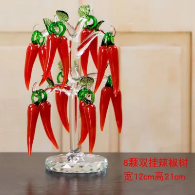 8pcs Doulbe-hang Кристалл творческий день Чили дерево красные огненные украшения винный шкаф гостиная Свадебные украшения домашний декор стола - Цвет: 8pcs Doulbe-hang
