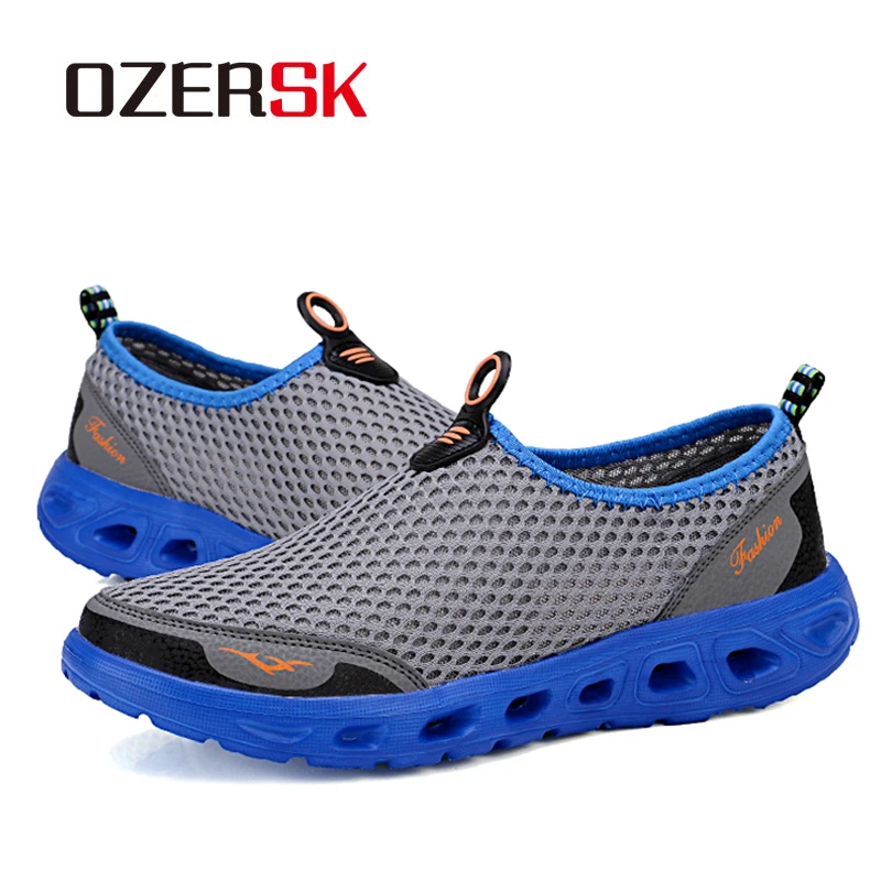 Мужские сетчатые туфли OZERSK повседневные Мягкие лоферы без застежки дышащие для