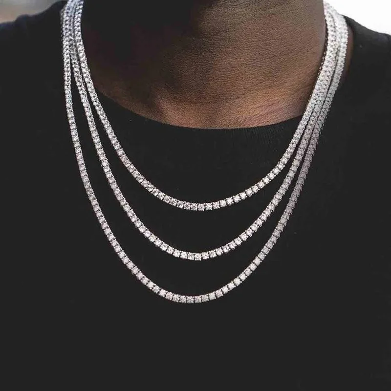 

2021 NEW Trendy 3-8mm 100% CZ Zircon Tennis Chain Necklace Wholesale Iced Out Hip Hop Micro Pave CZ Bracelet Chains Dropshipping