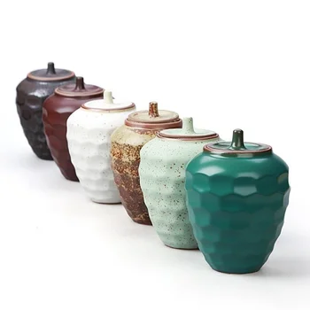 Mini ceramic deodorant high-end tea canister storage jar with lid portable travel tea storage jar coffee storage candle jars