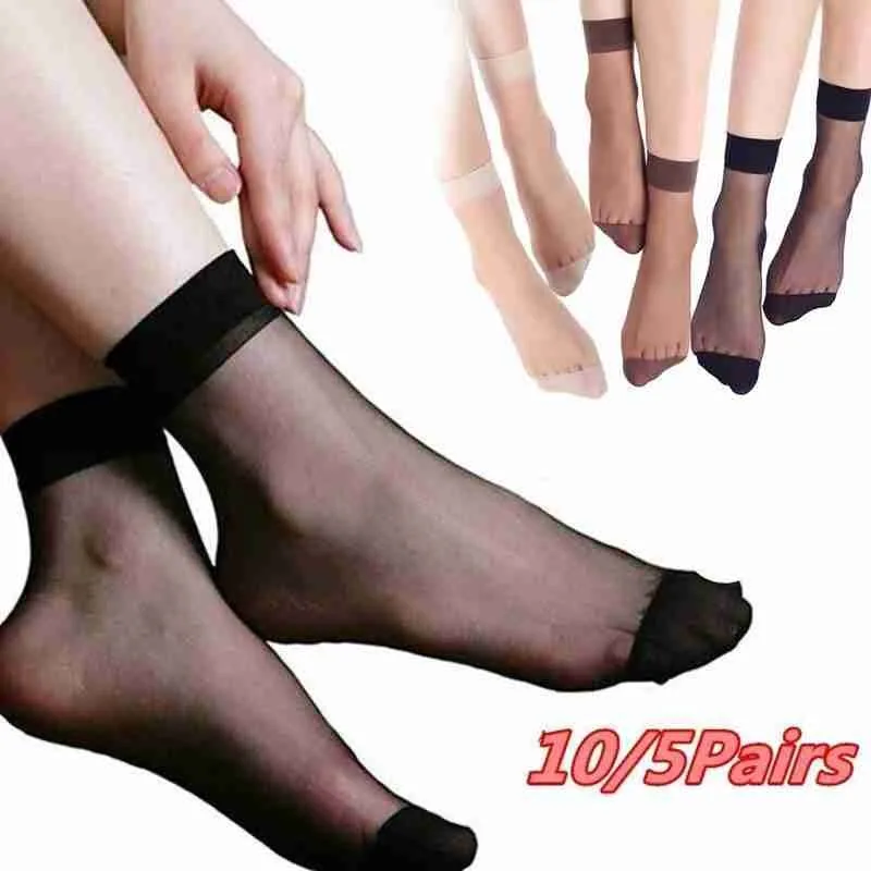 

Носки женские Короткие Прозрачные из вискозы, пикантные летние офисные, 5 пар