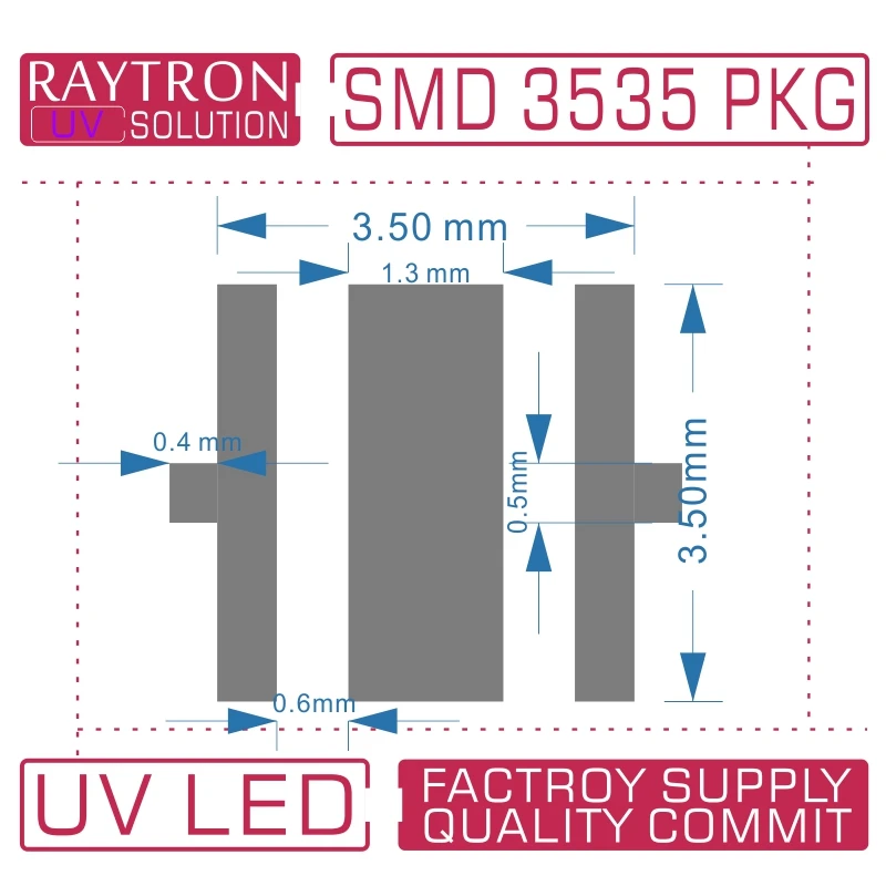 Заводская поставка 3 5x3 5 мм высокая мощность и Вт отверждение чернил стерилизация