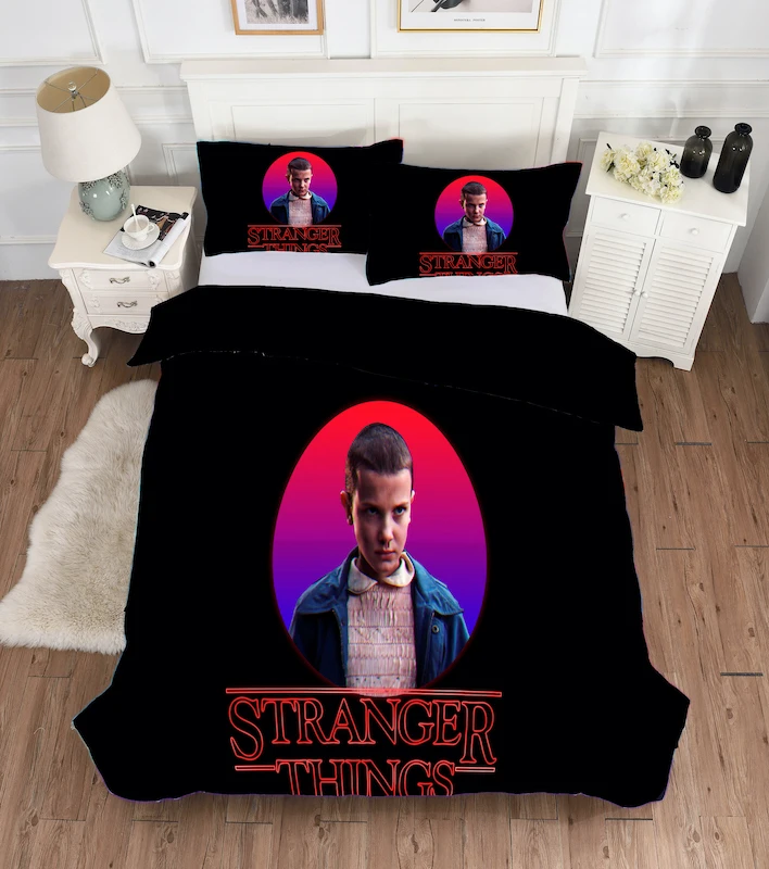 

Stranger Things Bedding Set Duvet Covers Pillowcases Science Fiction Movies Comforter Bedding Set Bedclothes Bed Linen(NO sheet)