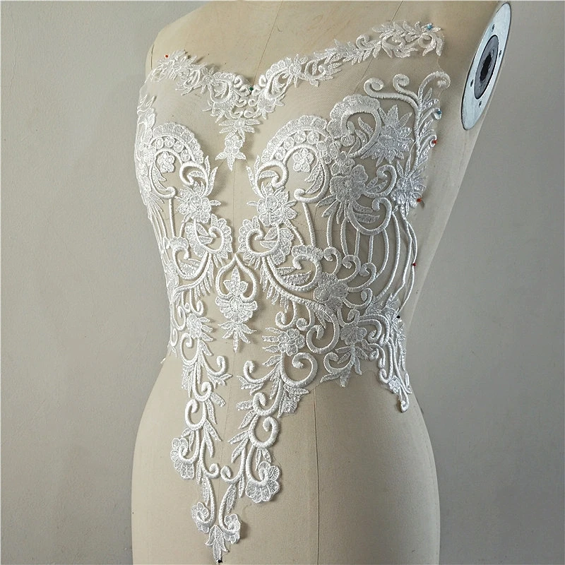 Кружевные патчи с блестками для свадебного платья цвет слоновой кости | Дом и сад