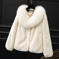 2020 women real rex rabbit fur jackets with fox fur collar 100 genuine fur coat winter warm outwear causal short fur overcoat