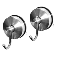 suction cup hooks stainless steel 2 pack shower hook wall hook removable for bathroom kitchen bedroom hotel brushed finished