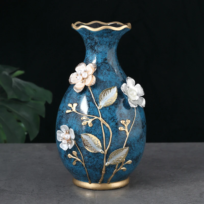 

Ceramic vase 3D Stereoscopic dried flowers arrangement wobble plate living room entrance ornaments home decorations