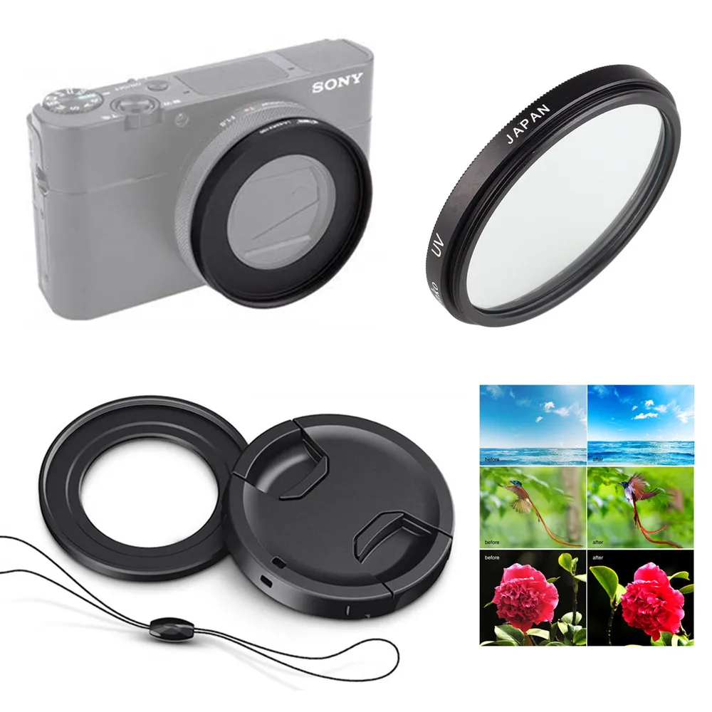 Bundle Kit B UV CPL FLD фильтр и бленда объектива Крышка и переходное кольцо и мини штатив и l-пластина кронштейн держатель для sony RX100 Mark VA VI V IV III II - Color: Bundle Kit B