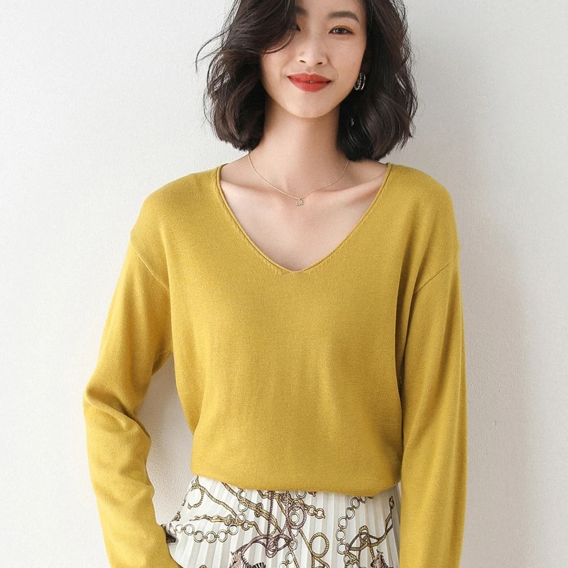 

Autumn Spring Loose Sweater Women 2020 New Korean Elegant Knitted Sweater Oversized Warm Female Pullovers Fashion Solid Tops