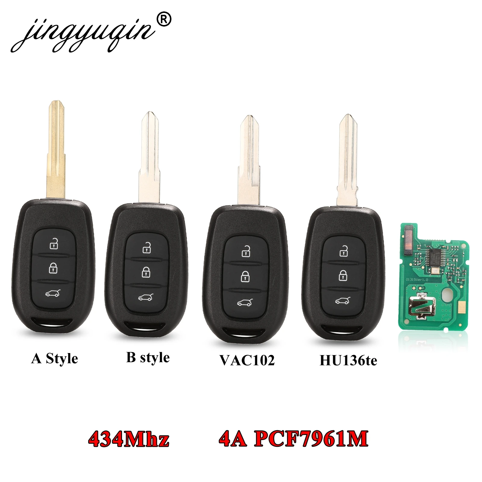 Удаленный ключ 2 кнопки 434 МГц с чипом 4A PCF7961M для Renault Sandero Dacia Logan