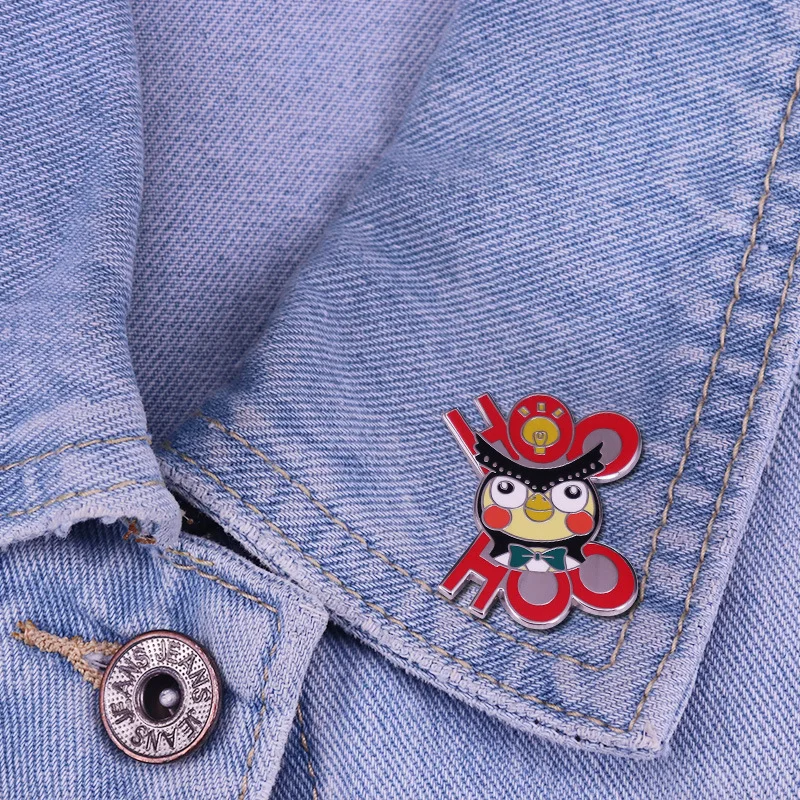 Жесткая эмалированная заколка в виде совы с милыми животными | Украшения и