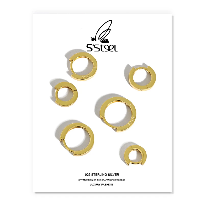 

S'STEEL Minimalist Earrings 925 Sterling Silver Hoop Earring For Women Korean Geometric Trendy Earings Ohrringe Silber Jewelry