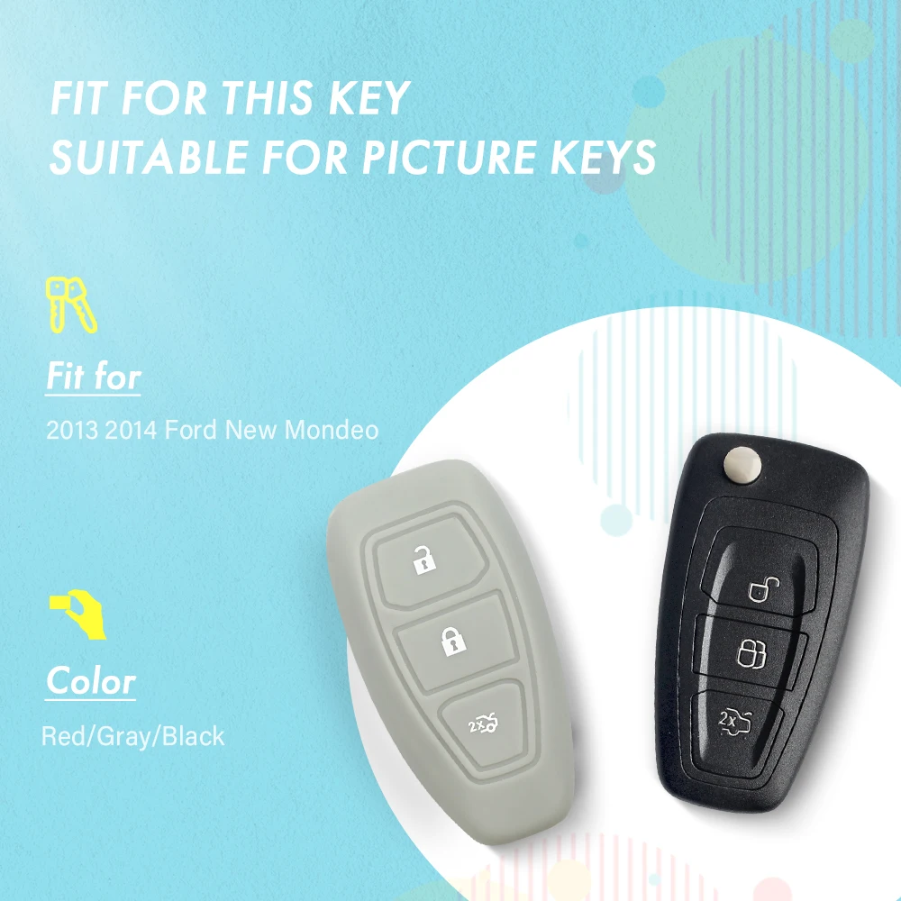 Силиконовый чехол KEYYOU с 3 кнопками для Ford Fiesta Focus MK3 Mondeo Ecosport Kuga ST Fob Smart Remote Key Case Car