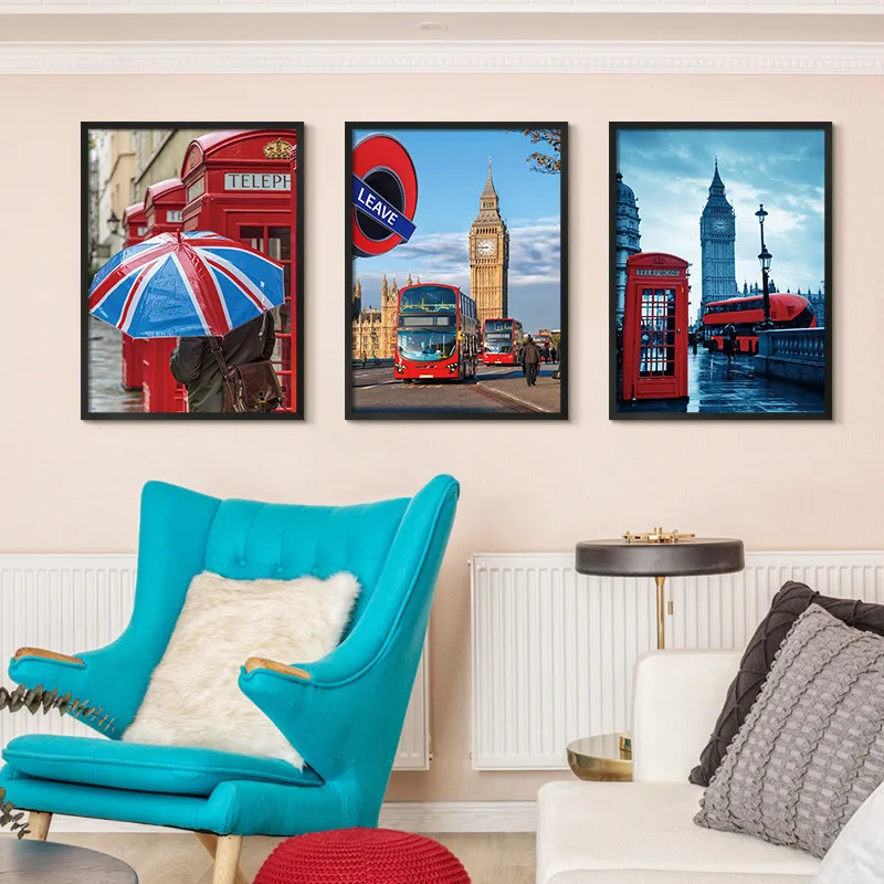 

Colorful Street Landcape Building Soldier Umbrella Canvas Painting Wall Picture Printing Poster Living Room Home Decoration