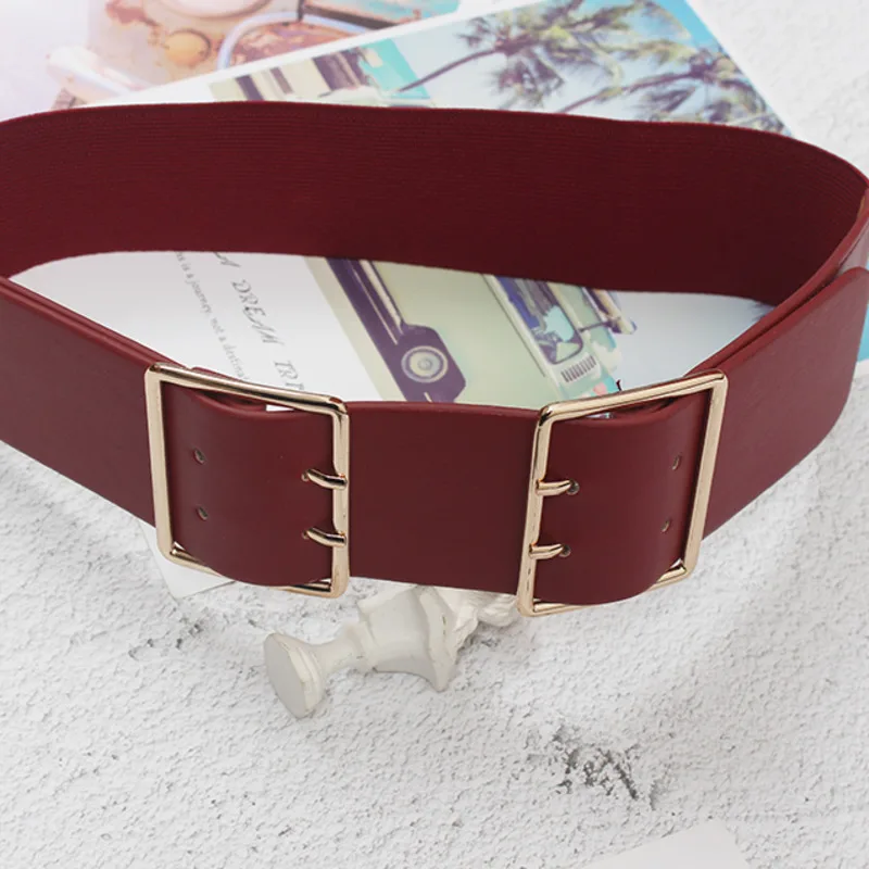 

Mozision Metal Buckle PU Leather Belt Women Fashion All-match Elastic Waistband Ladies 2021 New Casual Corset Belt Lady