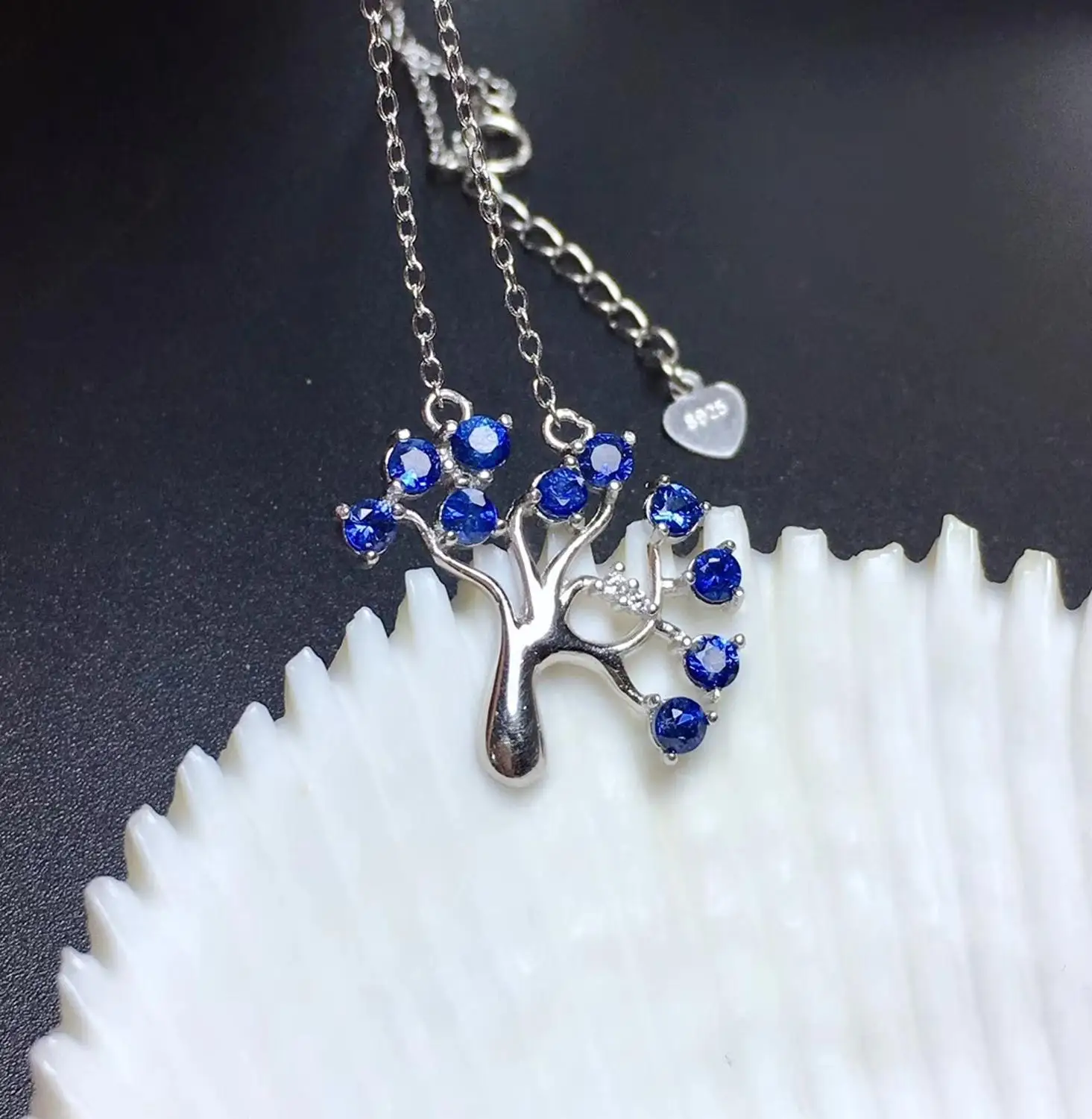 Ожерелье из серебра 925 пробы с натуральным голубым сапфиром Шри-Ланки | Украшения