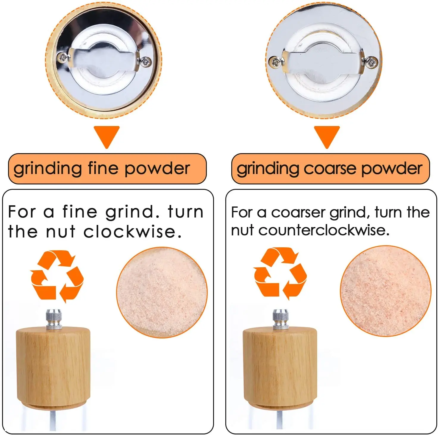 Деревянная мельница для соли и перца ручная с акриловыми видимыми окнами