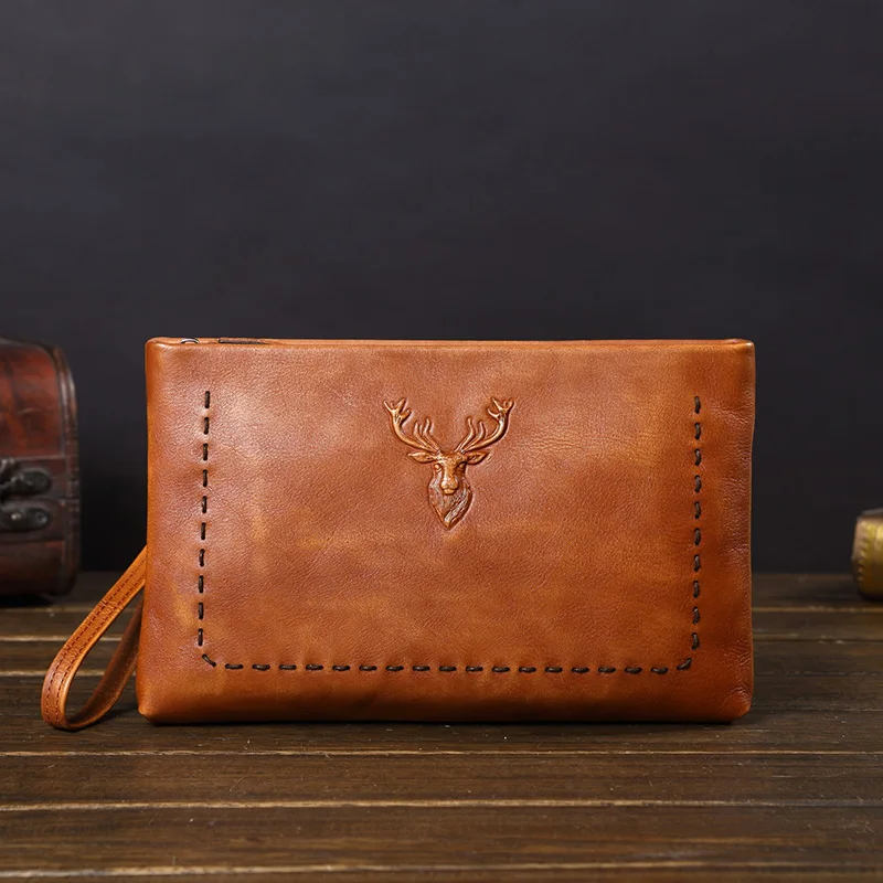 Мужские бумажники из натуральной кожи с объемным оленем для кредитных карт