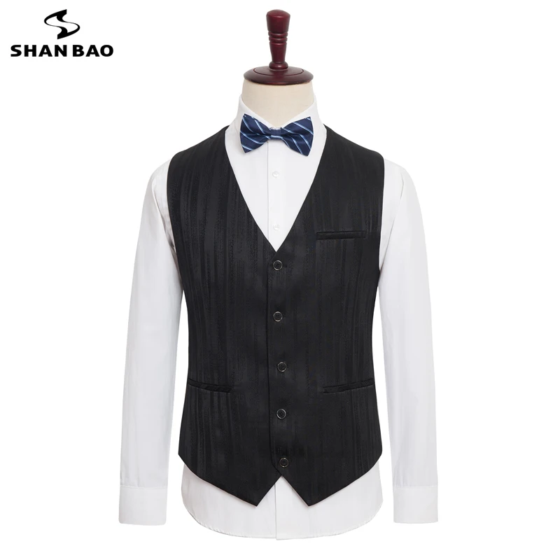 

SHAN BAO 2022 autumn classic brand jacquard suit vest business casual wedding banquet youth men's vest plus size 5XL 6XL 7XL 8XL