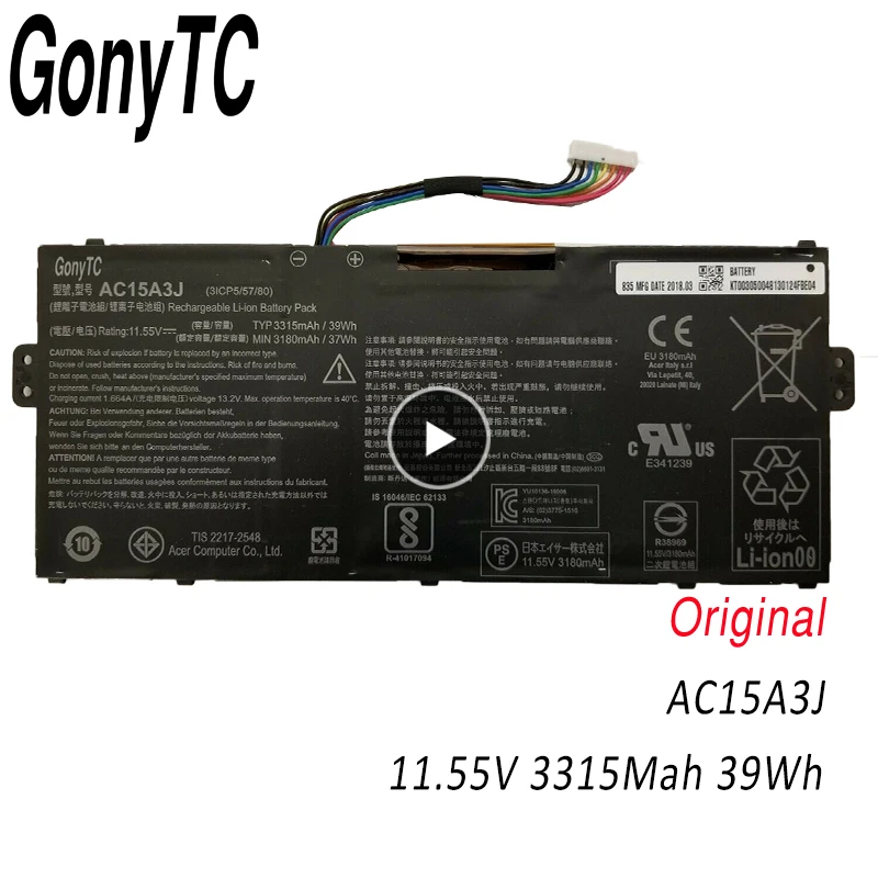 GONYTC AC15A3J натуральная ноутбука батареи для Acer Chromebook CB3 131 CB5 132T R11 C32M 11 C3KD11 C735