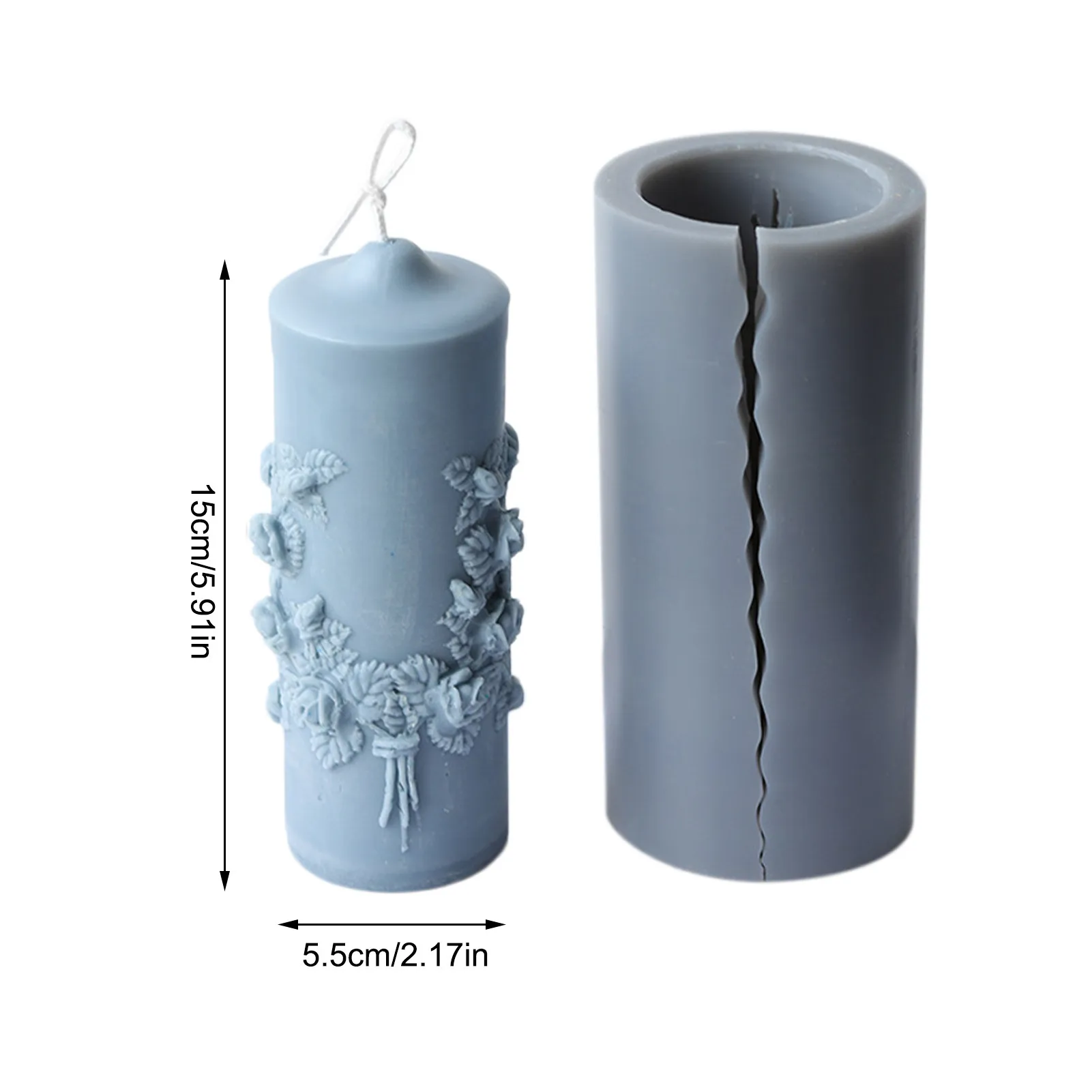 

Candle Mold 3D Rose Flower Carved Pattern DIY Cylindrical Silicone Wax Mould for Home Decoration Mysterious Design Ornament