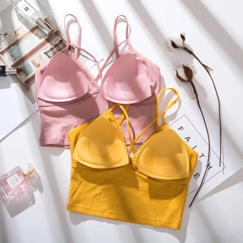 Нижнего белья для женщин Кружева Bralette укороченный топ с застежкой-молнией на