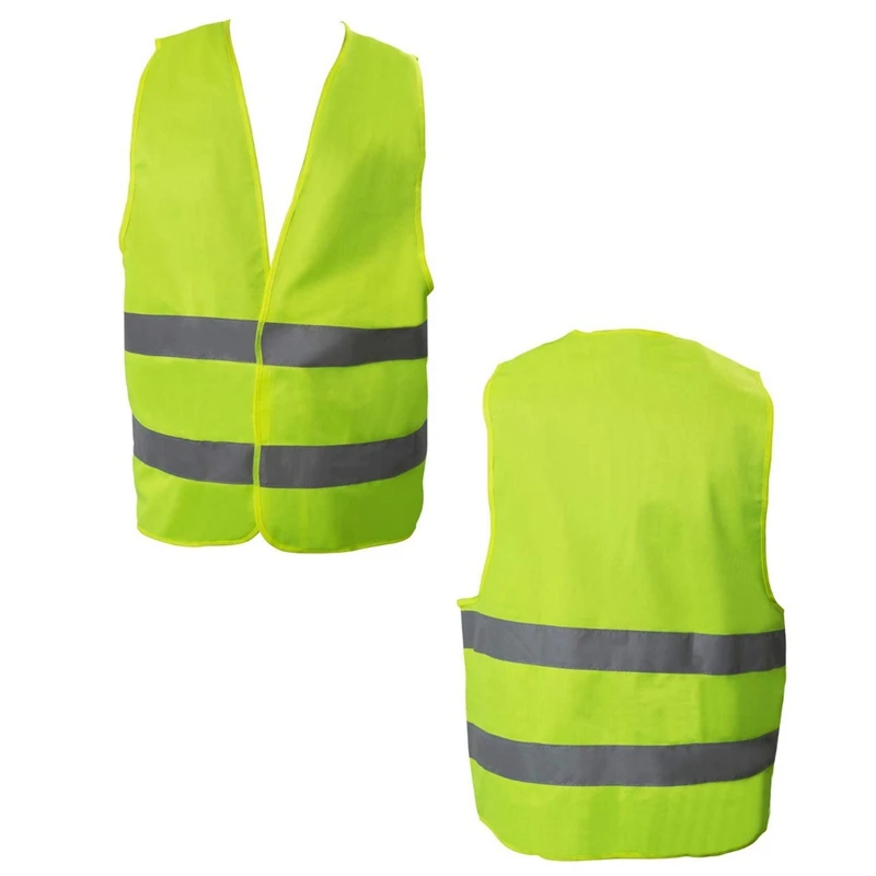 10 шт. зеленый светоотражающий жилет с высокой видимостью серебряной полоской Hi Vis