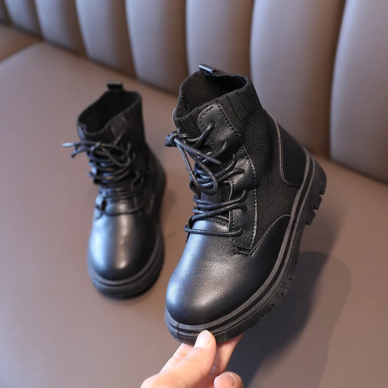 

Autumn Boots for Kids Knitted Non-slip Girls Boots Children Solid Color Girls Princess Shoes Boys Ankle Boots SYY174