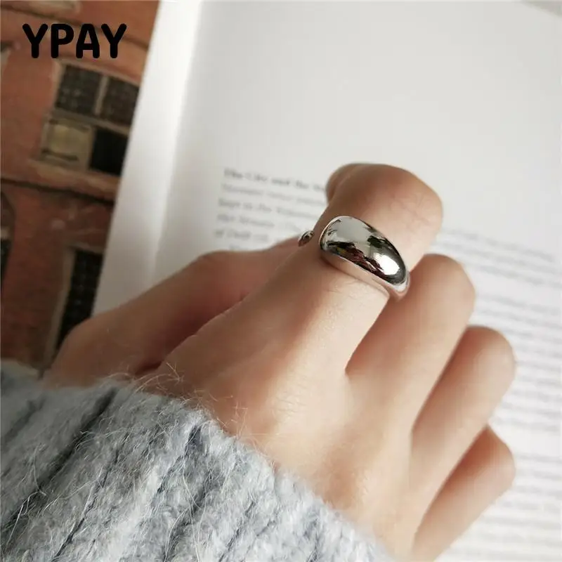 

Authentic 925 Sterling Silver Adjustable Ring Big Water Drop Glossy Personality Open Rings for Women Fine Jewelry YMR843