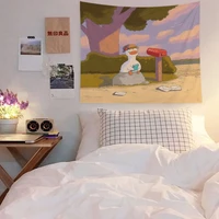 cute animal duck pattern tapestry wall hanging children room decor cartoon oil painting beautiful scenery fabric tapestry tapiz
