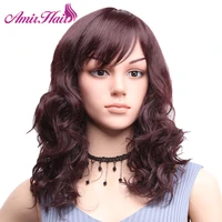 amir synthetic wigs blonde hair curly with free side bangs medium length cosplay wig for american women machine made
