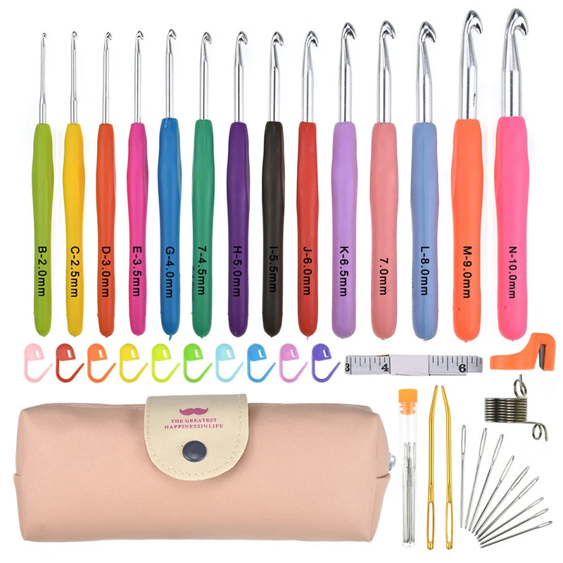 14 шт. эргономичный набор крючков для вязания крючком с мягкой ручкой большой