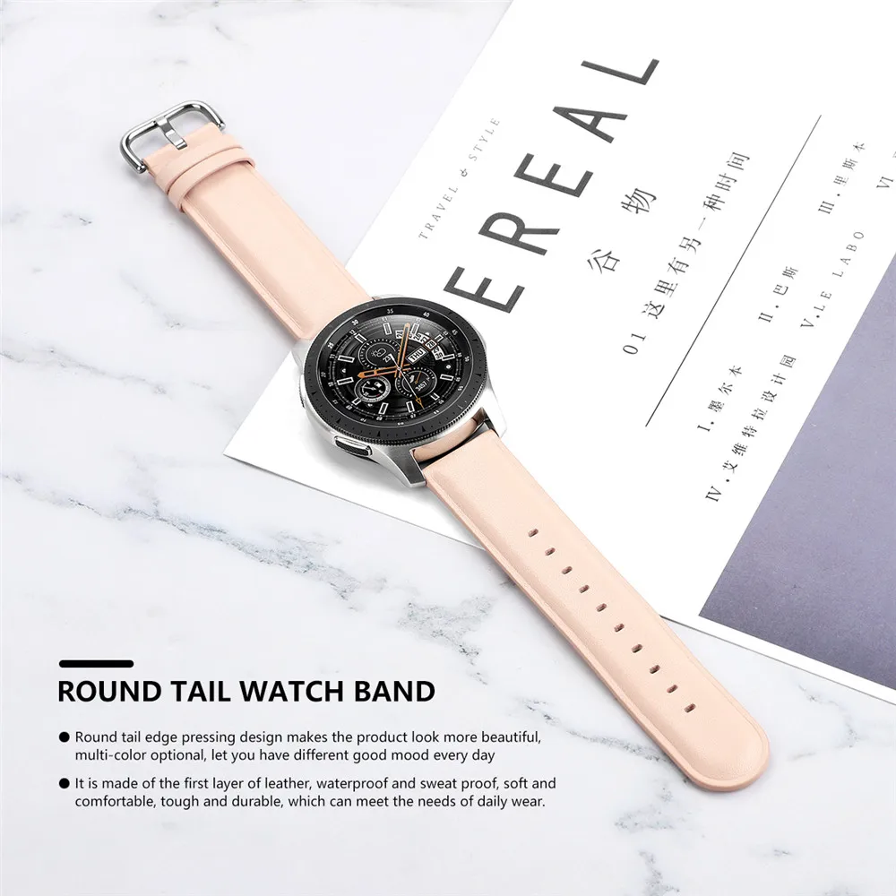 

22mm Fashion Thin Leather Bracelet for Samsung Galaxy Watch 46mm Band Lightweight Replacement Strap for Gear S3 Wrist Belt