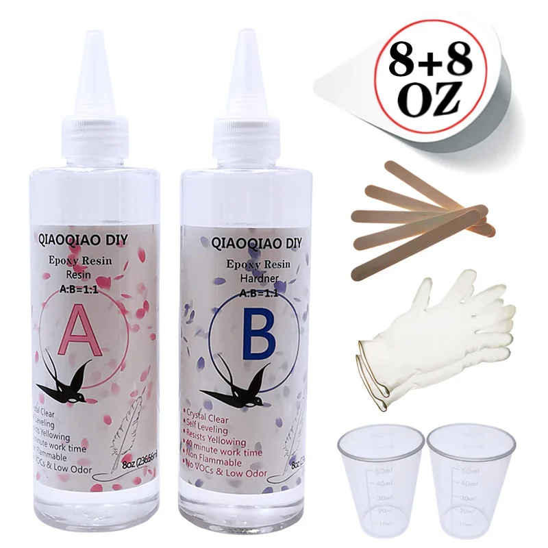 AB Crystal Glue AB Эпоксид, смола, 1:1, отверждающее вещество, комплект, армированный волокном, полимерная композитная смола, материал, эпоксидная смола - Цвет: AB Crystal Glue