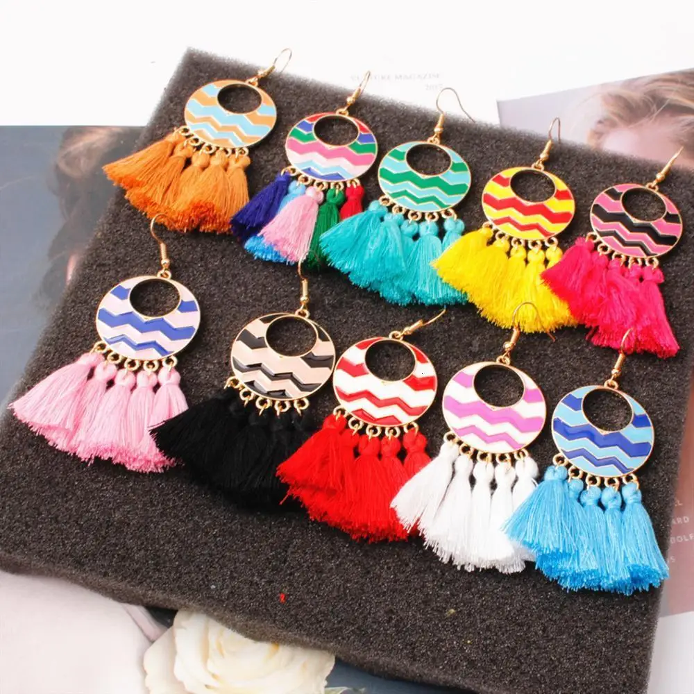 Новинка модные женские винтажные серьги-капли с кисточками в стиле бохо черные