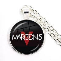 maroon 5 glass cabochon necklace 3d printing logo 25mm glass dome pendant jewelry for women men music fans creative gift