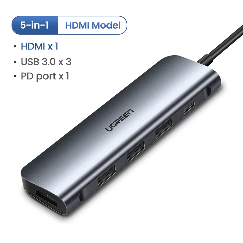 Ugreen USB C концентратор type C к Мульти USB 3,0 концентратор HDMI адаптер док-станция для MacBook Pro huawei mate 30 USB-C 3,1 разветвитель порт type C концентратор - Цвет: 5-in-1 HDMI Model