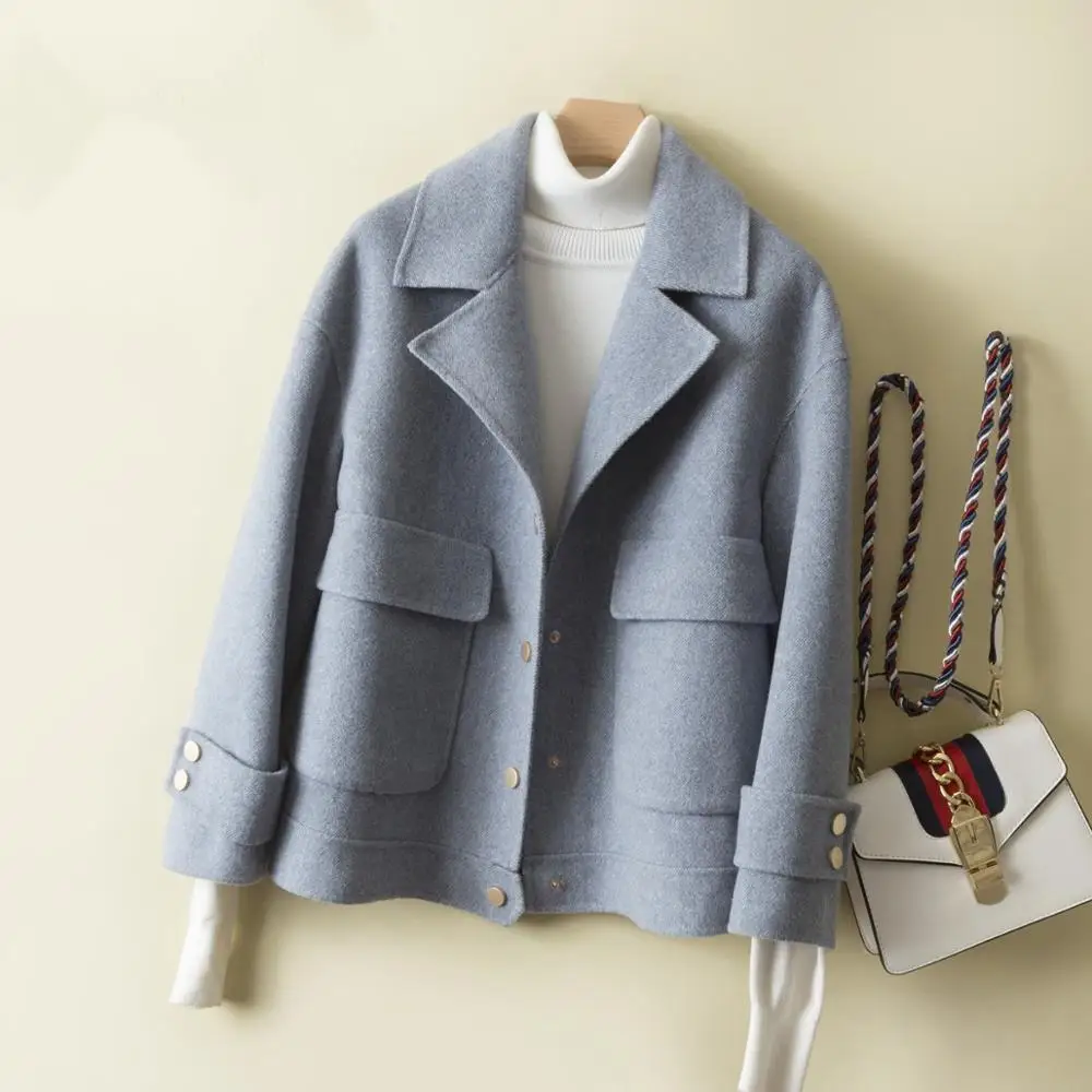 100% шерстяные пальто двустороннее кашемировое для женщин новинка 2020 короткая