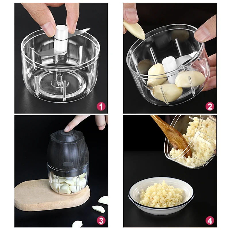 

Mini Electric Food Chopper 250ML Type-C Peeling Garlic Rechargeable Mincer with Brush Cordless Garlic Masher for Grinder Flesh