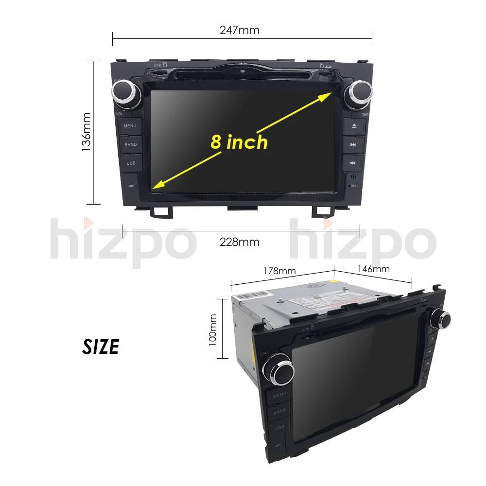 Автомобильный мультимедийный плеер 2DIN android 10 8 дюймов DVD GPS для Honda CRV 2007 2011 радио
