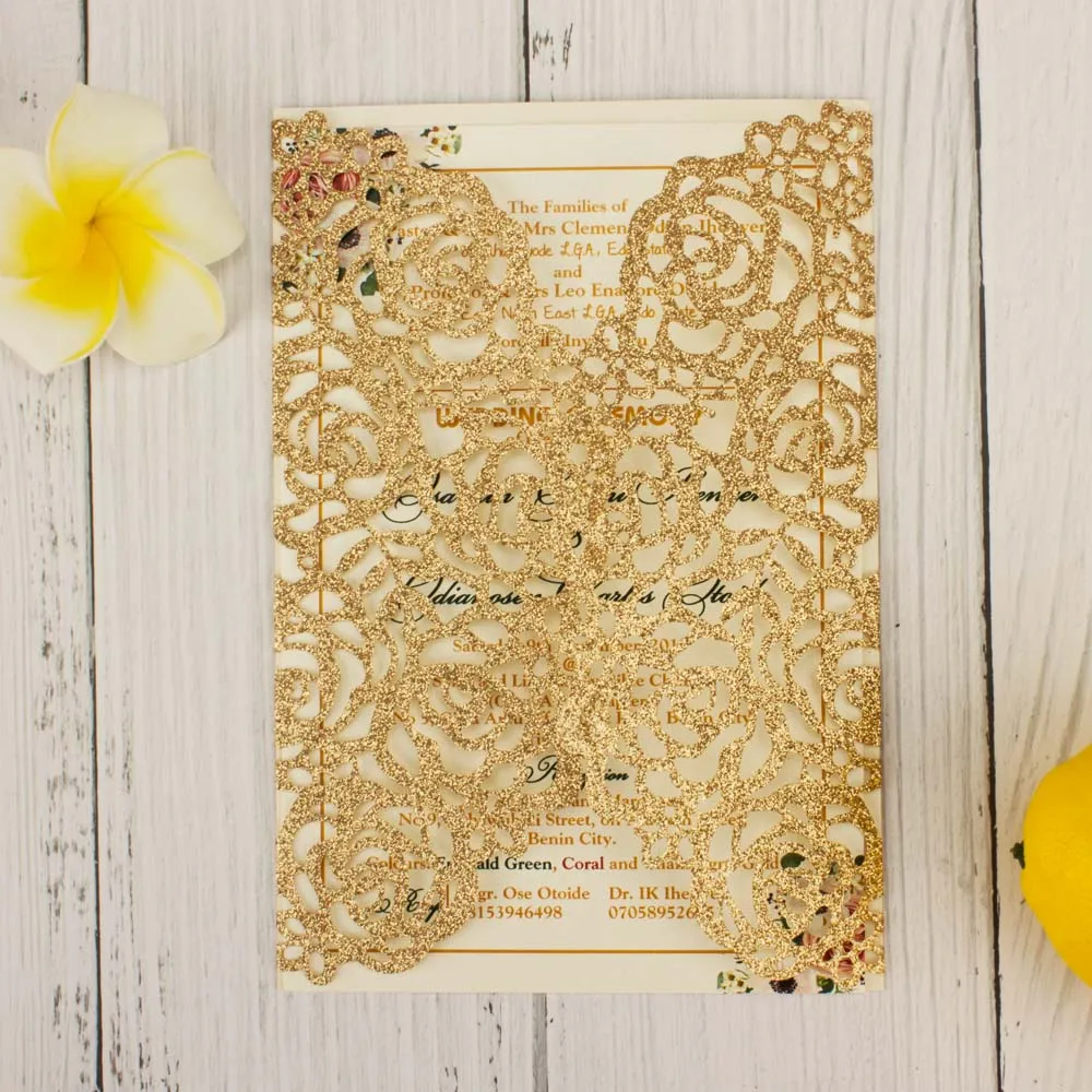 25 шт. блестящая бумага элегантная лазерная резка цветов свадебные