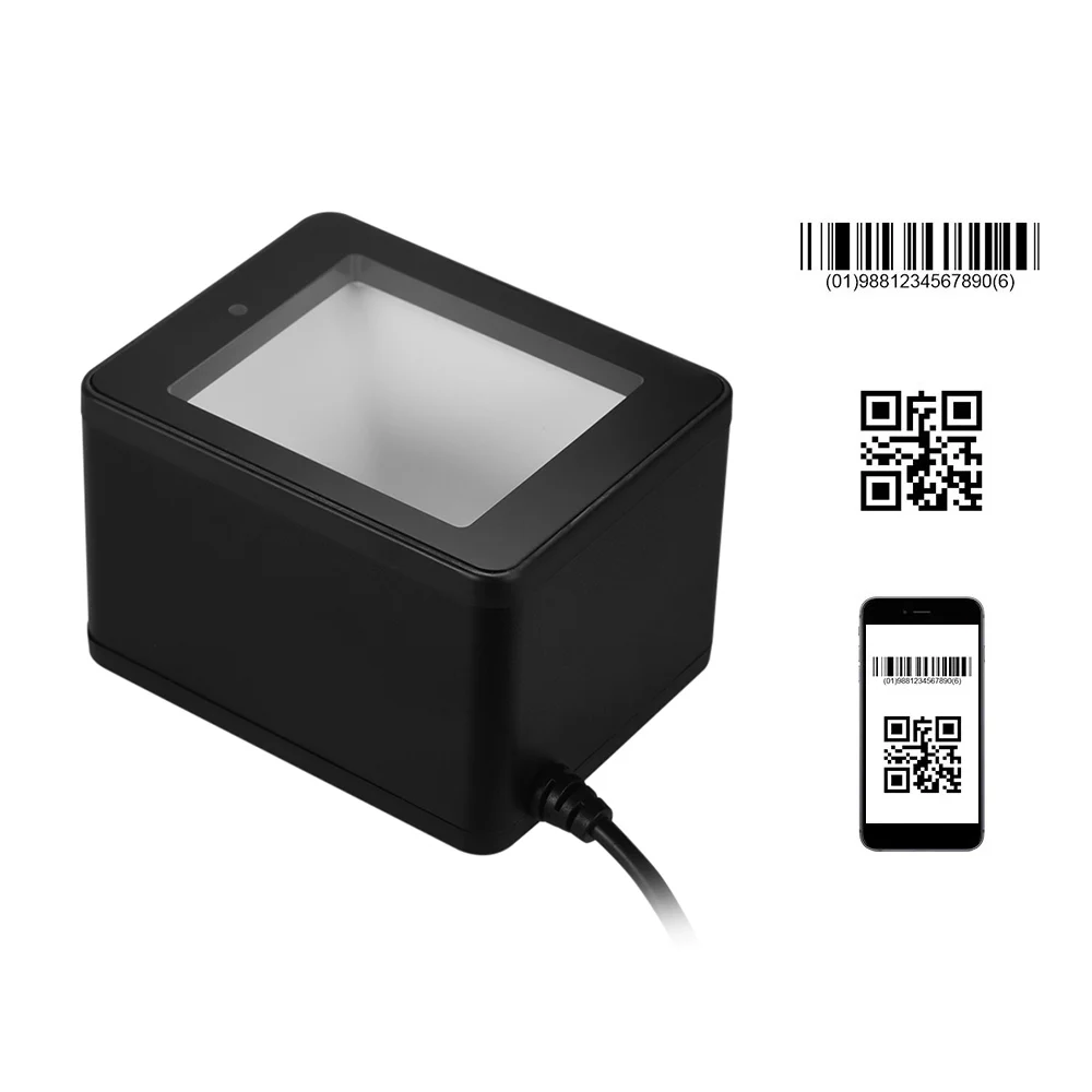 Портативный сканер штрих кода Aibecy для рабочего стола 1D/2D/QR USB проводной