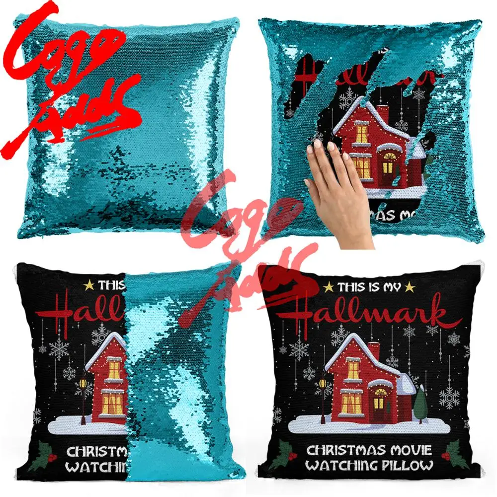 

Merry Christmas house sequin pillow | sequin Pillowcase | Two color pillow | gift for her | gift for him | pillow | magic pillow