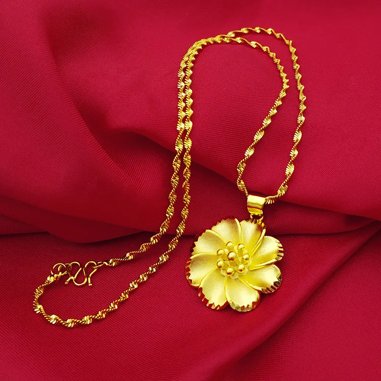 

KOREAN FASHION 18K GOLD NECKLACE FOR WOMEN WEDDING ENGAGEMENT JEWELRY WITH FLOWER PENDANT CHOCKER NECKLACE CHARM BIRTHDAY GIFTS